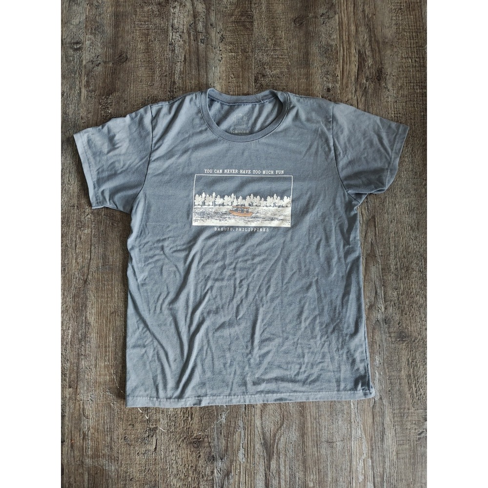 Kamisa by Kultura Manila Philippines Graphic Blue Grey T-Shirt Size Small